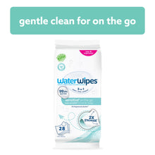 WaterWipes Sensitive on the Go wipes, 28-pack white pouch with WaterWipes logo