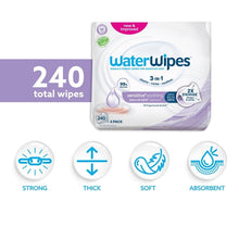 WaterWipes sensitive baby wipes, 240 total, 4-pack; strong, thick, soft, absorbent