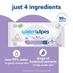 WaterWipes Sensitive Soothing, 99% Water with Botanical Extract, Unscented Baby Wipes, 240 Wipes
