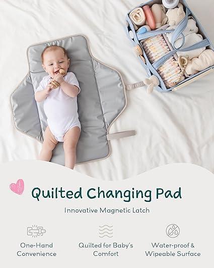 Waterproof Mummy Changing Pad, Foldable Diaper Bag, Portable Travel Changing Mat (Black)