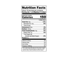 Nutrition Facts panel for wavy potato chips, serving size and calories