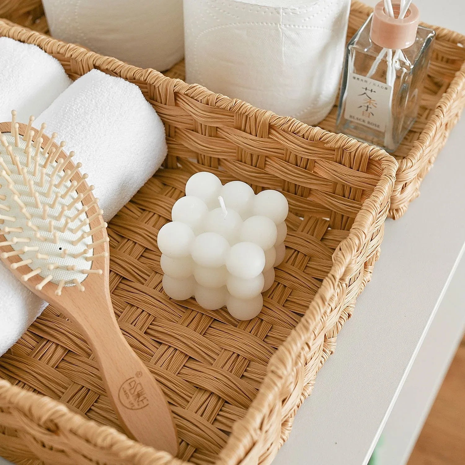 We Think Storage Resin Rattan Storage Bin with Handle, Set of 3 - USA MEGA SHOP