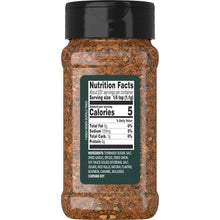 Weber Buffalo Trace seasoning bottle back with Nutrition Facts panel