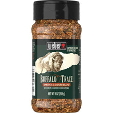 Weber Buffalo Trace seasoning bottle with Buffalo Trace label, net wt 9 oz