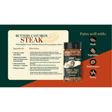 Weber Buffalo Trace seasoning bottle with serving suggestions panel