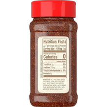 Weber gourmet burger seasoning bottle back with Nutrition Facts label