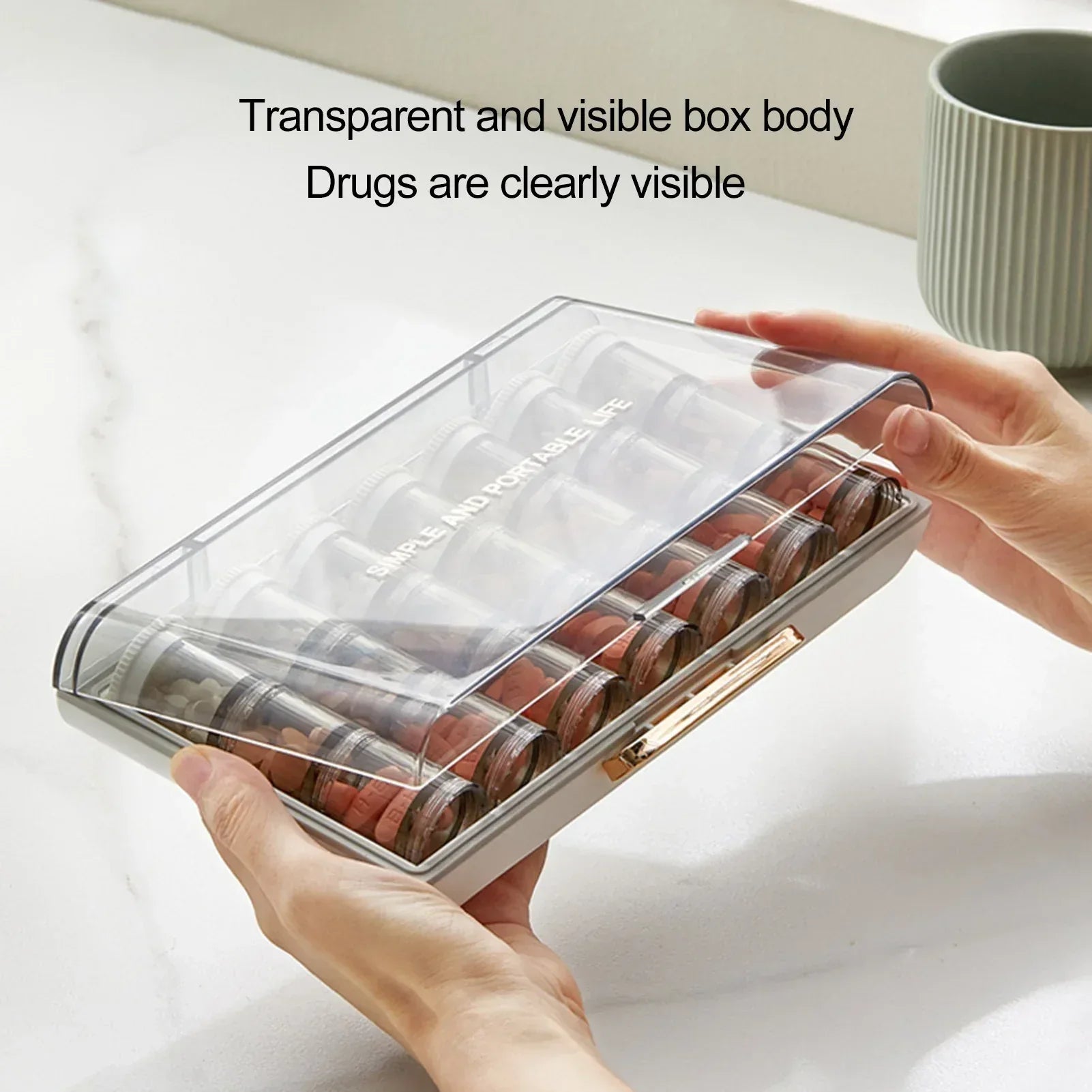 Weekly Pill Organizer, 21 Grids, Compact, Portable for Elderly Parents, Patients (Medium 21 Grids) - Brands For Less USA