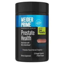 Weider Prime prostate health supplement bottle, black with blue label, 120 capsules