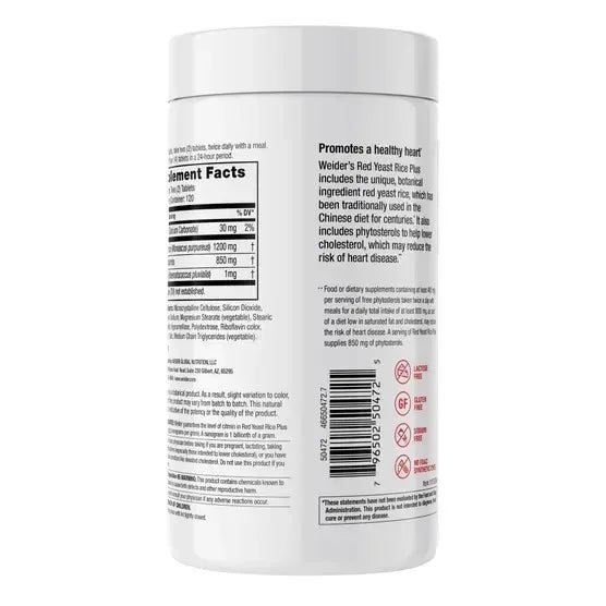 Weider Red Yeast Rice Plus 1200 mg., 240 Tablets