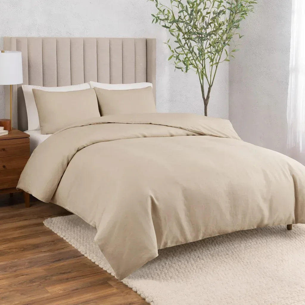 WelHome Cotton Linen Relaxed Duvet Cover, 3-piece Set