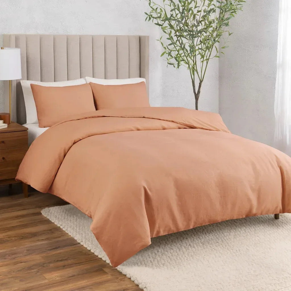 WelHome Cotton Linen Relaxed Duvet Cover, 3-piece Set