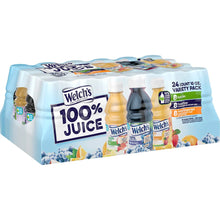 Welch's 100% juice variety pack carton with bottles, grape, apple, orange-pineapple