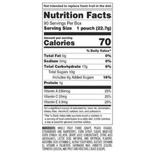 Nutrition Facts panel for mixed fruit fruit snacks, 70 calories per serving