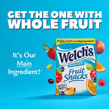 Welch's mixed fruit fruit snacks pouch, yellow top label and mixed fruit imagery