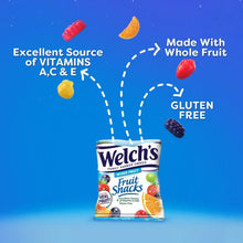 Welch's mixed fruit fruit snacks pouch, white and blue label with fruit icons