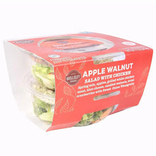 Apple walnut salad with chicken bowl 2-pack, clear lid, red carton packaging