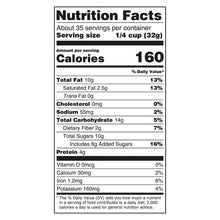 Nutrition facts label for trail mix, showing serving size and calories per serving
