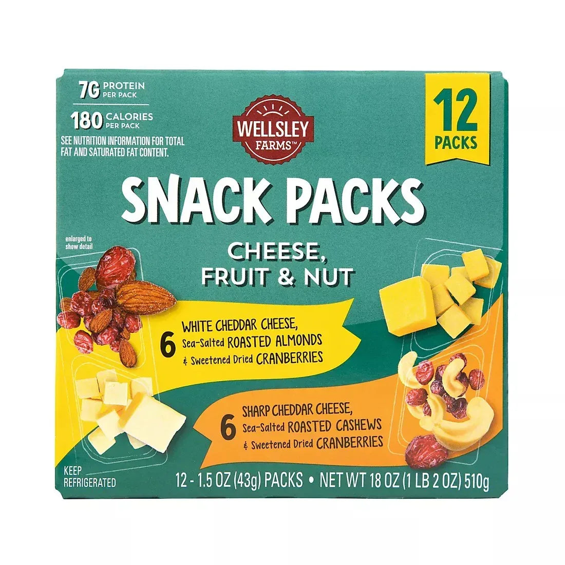 Wellsley Farms Cheese Fruit & Nut Snack Packs, 12 pk.