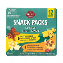 Wellsley Farms cheese, fruit & nut snack packs carton, 12-count, cheddar and almonds