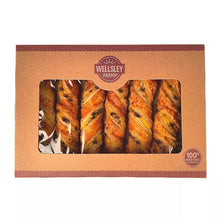 Chocolate Bavarian twists 6-pack in Wellsley Farms cardboard box with window