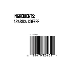 Coffee pod ingredients label: Arabica coffee with barcode