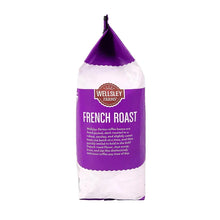 Ground coffee bag with Wellsley Farms logo and French Roast label, upright view