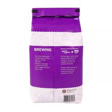 Ground coffee bag back panel with Wellsley Farms logo and brewing recommendations