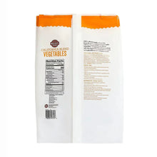 Frozen California vegetable blend bag, Wellsley Farms, nutrition facts and ingredients text