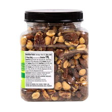 Heart healthy nut mix jar with nutrition facts panel