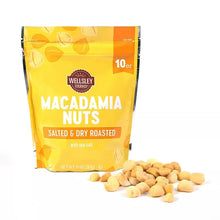 Macadamia nuts bag with sea salt, 10 oz; scattered macadamia nuts