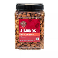 Wellsley Farms jar of whole salted roasted almonds with sea salt, 40 oz