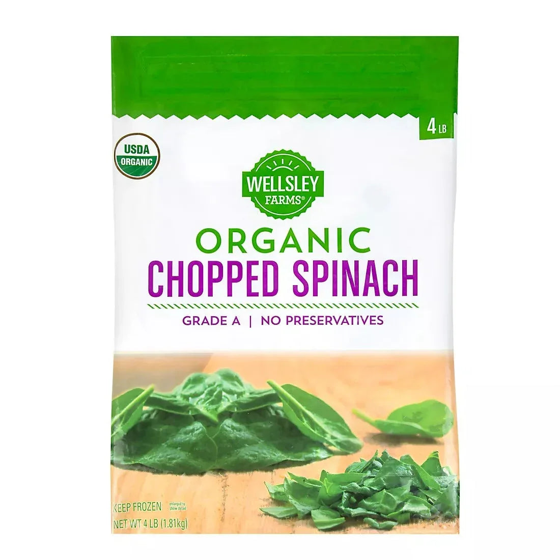 Wellsley Farms Organic Chopped Spinach, 4 lbs. - USA MEGA SHOP