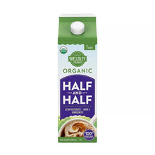 Wellsley Farms organic half-and-half carton, white cap, front label