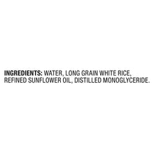 Ingredients panel with water, long grain white rice, refined sunflower oil