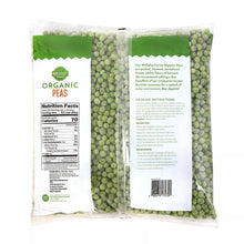 Wellsley Farms organic peas bag with nutrition facts and cooking instructions