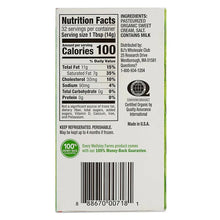Organic salted butter carton back panel with Nutrition Facts and ingredients.