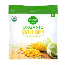 Organic sweet corn frozen vegetable in 4 lb bag with corn cobs and kernels