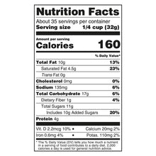 Nutrition Facts label on trail mix bag with calories and nutrient amounts