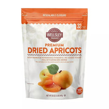 Stand-up bag of dried apricots with resealable closure, 32 oz.