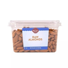 Raw almonds jar with Wellsley Farms blue label