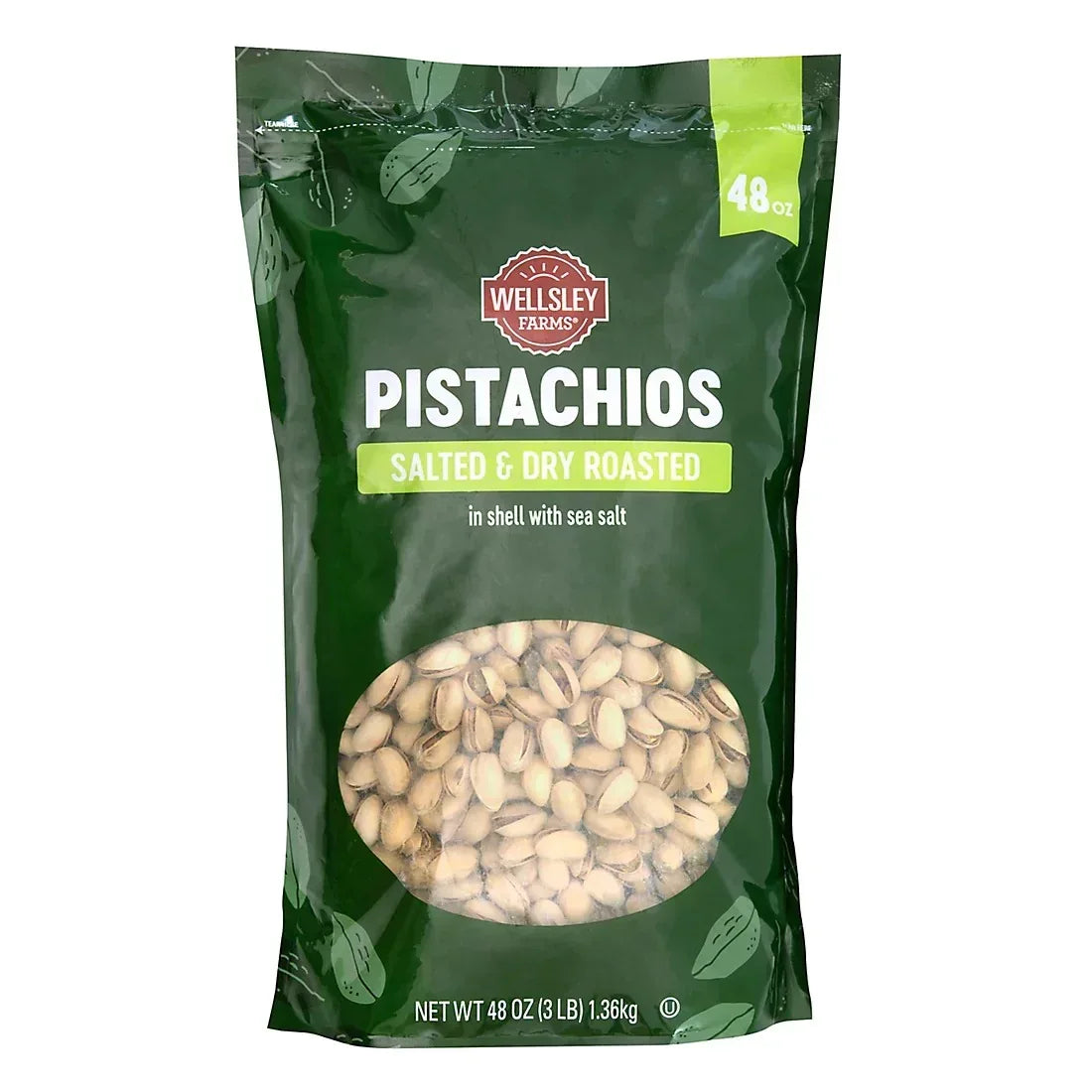 Wellsley Farms Roasted and Salted Pistachios, 48 oz.