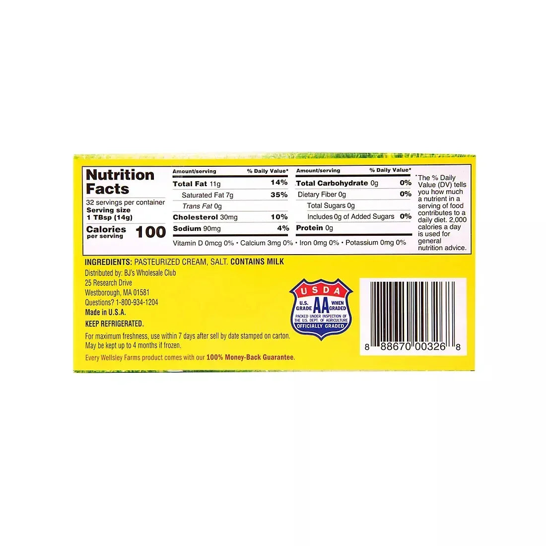 Wellsley Farms Salted Butter Quarters, 4 ct./1 lb.