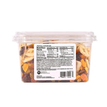 Tropical harvest mix dried fruit tub with nutrition facts label on back