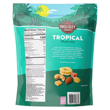 Wellsley Farms Tropical Trail Mix back panel with Nutrition Facts and mix details icons