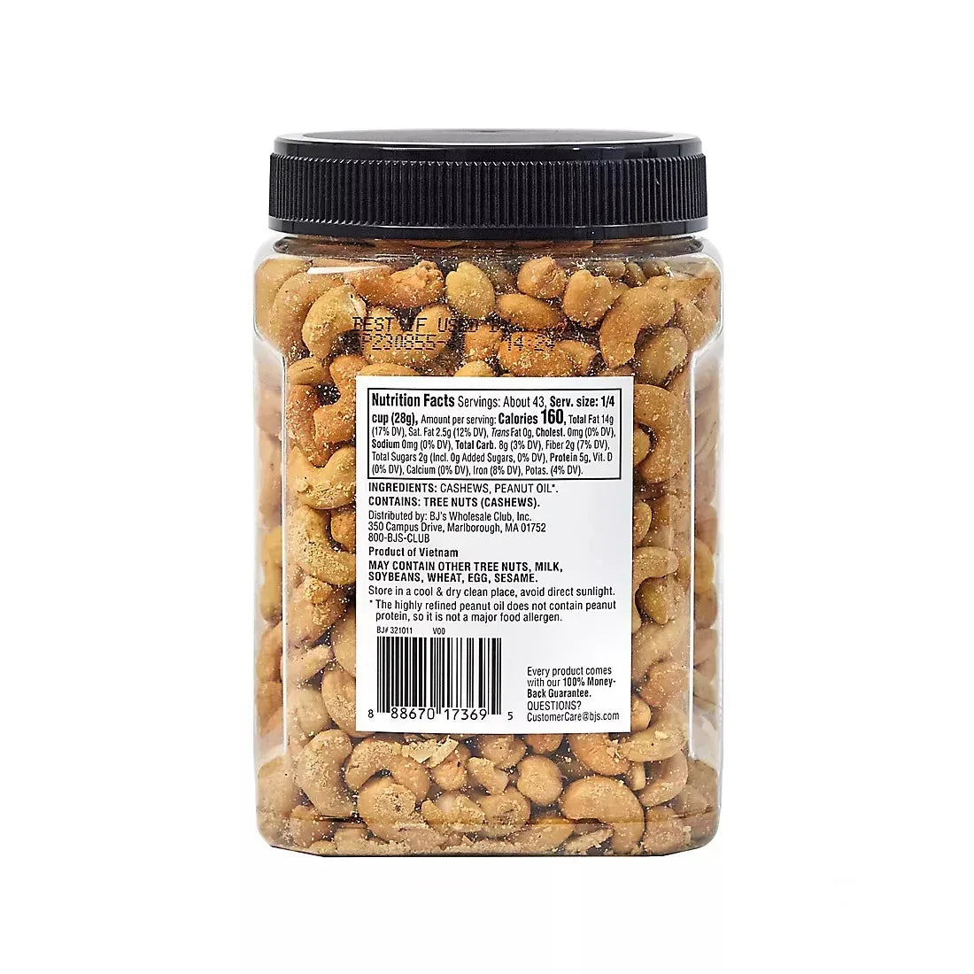Wellsley Farms Whole Fancy Roasted Unsalted Cashews, 42 oz.