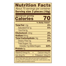 Nutrition Facts panel for caramel hard candies, serving size 3 pieces, 70 calories