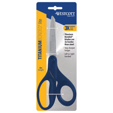 Westcott titanium scissors with straight blades and blue handle, 8 in