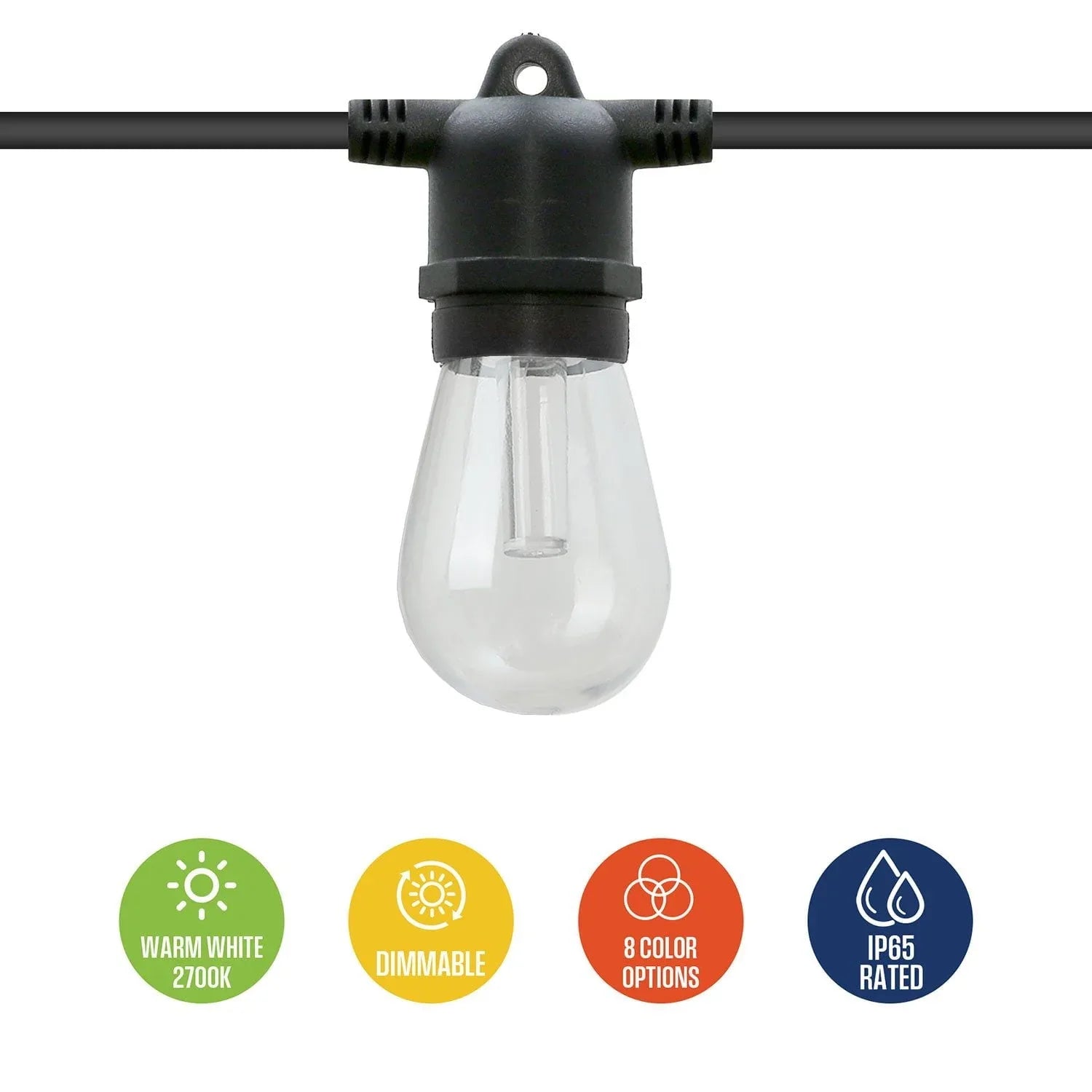 Westinghouse 36' Solar Powered LED Color Changing String Light Set, 15 Bulbs with Remote Control