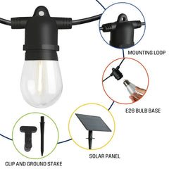 Westinghouse 36' Solar Powered LED Vintage White String Light Set, 15 Bulbs with Remote Control
