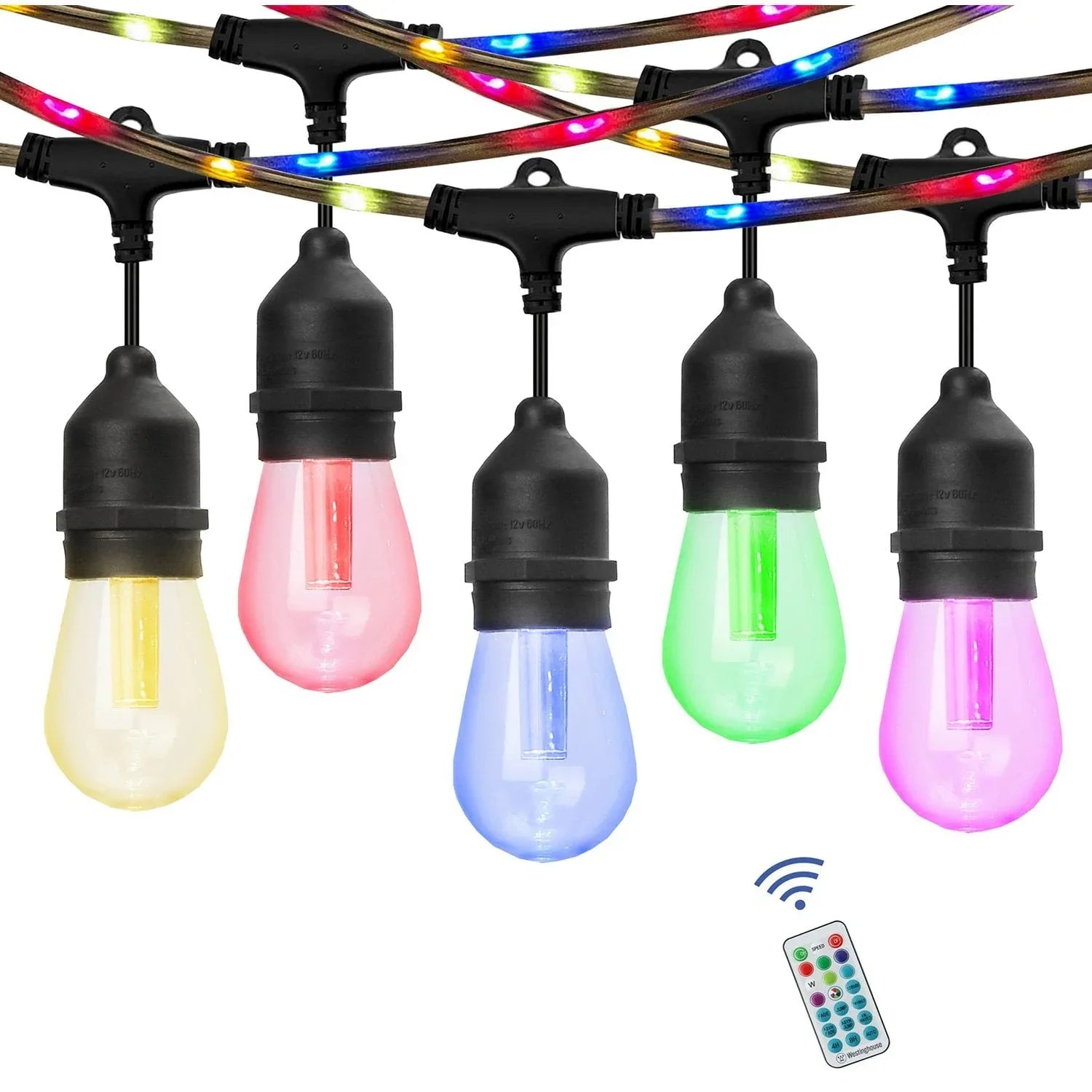 Westinghouse 48' Color Change LED String Light Set with Remote Control, 15 Bulbs
